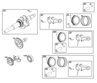 Crankshaft Group Diagram and Parts List for 25V332-0047-F1 200000 - 399999 Briggs and Stratton Engine